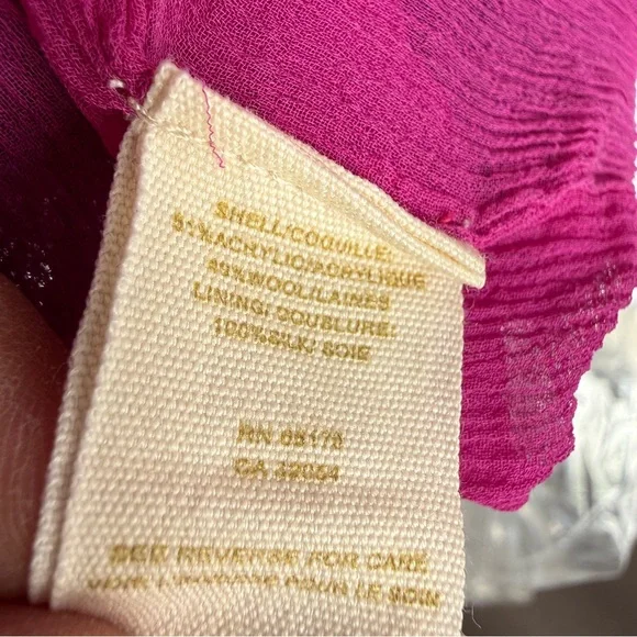 Free People Cardigan Crinkly Purple Pink Wool Silk Beaded Fairy Shrug | Sz L - Picture 15 of 16